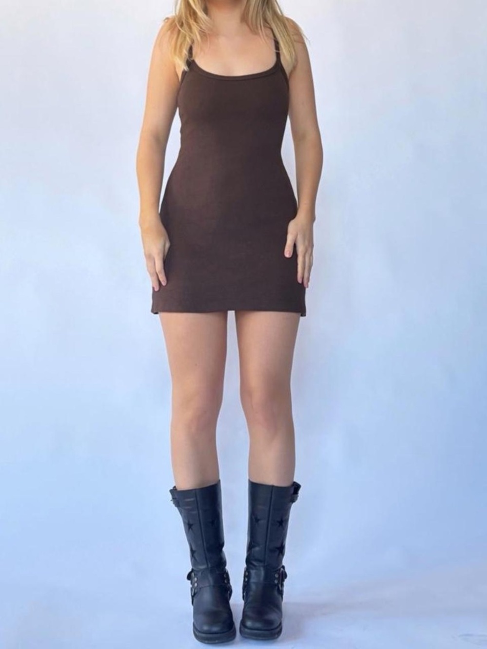 Mini Dress Los Angeles Apparel Brown Ribbed Small
